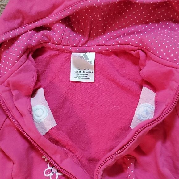 Adidas Infant Girls Pink Short Sleeve Zip Front  Hoodie Size 24M - Picture 8 of 10